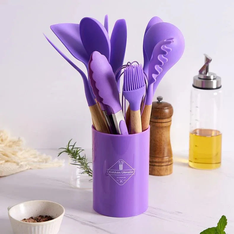 Kit para Cozinha Colheres, BPA Antiferrugem, Madeira Conjunto de Utensílios De Cozinha, Jogo, 12 Peças